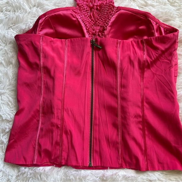 Bebe Corset Halter Top Pink Silk Womens Size Large - Picture 4 of 10